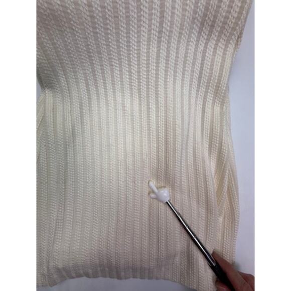 Lyn Devon Gazelle Off-White Sleeveless Inverted Pleat Texture Dress Size 8 - Picture 15 of 16